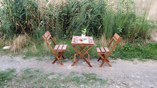 میز و صندلی تاشو 2 نفره چوبی
