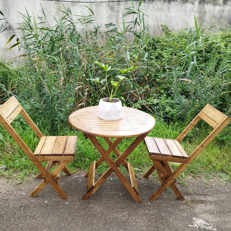 میز و صندلی تاشو گرد(تمام چوب نراد روسی ضخیم)