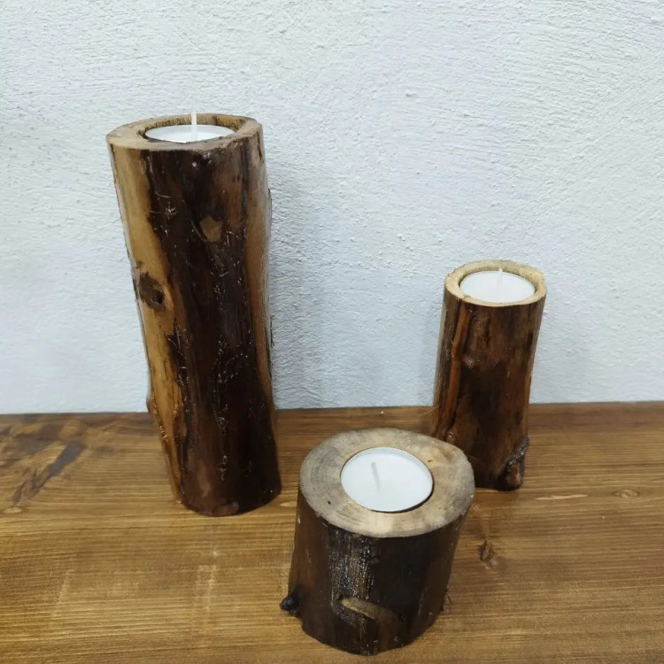 جا شمعی چوبی روستیک گردو