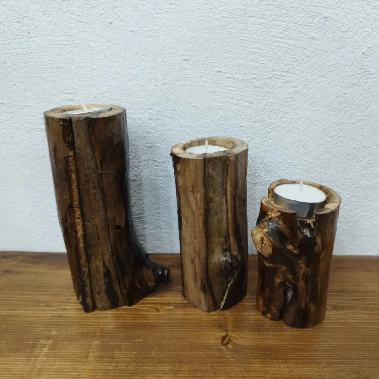 جا شمعی چوبی روستیک گردو